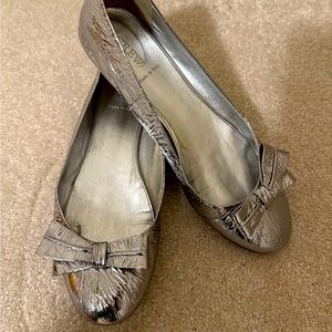 J.Crew, leather ballet flats with bow detail made in Italy